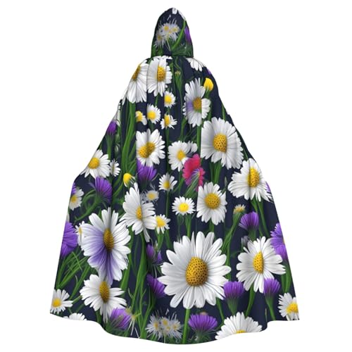 ABYchdd Kapuzenumhang mit wilden Blumen und Kornblumen, Gänseblümchen, bedruckt, Halloween, Erwachsene, Unisex, langer Umhang für Cosplay/Party ABYchdd Kapuzenumhang mit wilden Blumen und Kornblumen, Gänseblümchen, bedruckt, Halloween, Erwachsene, Unisex, langer Umhang für Cosplay/Party von ABYchdd