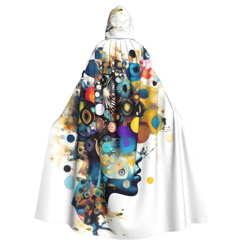 ABYchdd Künstliche Intelligenz, Gehirndruck, Halloween, Erwachsenen-Kapuzenumhang, Unisex, langer Umhang für Cosplay/Party von ABYchdd