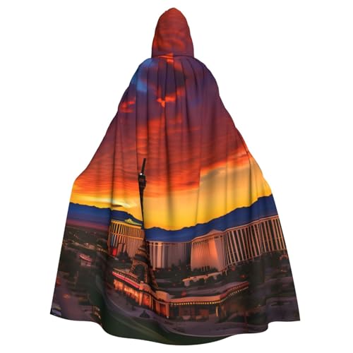 ABYchdd Las Vegas Kapuzenumhang mit Sonnenuntergang-Druck, für Erwachsene, Unisex, langer Umhang für Cosplay/Party von ABYchdd