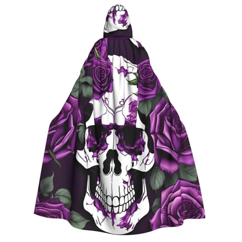 ABYchdd Lila Rose Skelett Druck Kapuzenumhang Erwachsene Halloween Kapuzenumhang ideal für Cosplay, Partys und mehr von ABYchdd