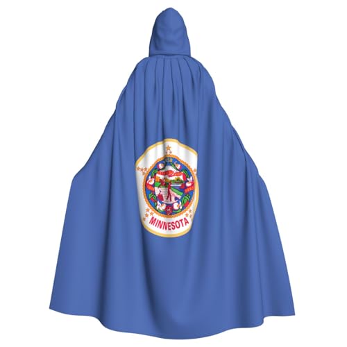 ABYchdd Minnesota Kapuzenumhang mit Staatsflaggen-Druck, Halloween, Erwachsenen-Kapuzenmantel, Unisex, langer Umhang für Cosplay/Party von ABYchdd