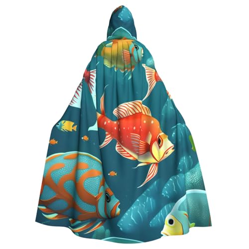 ABYchdd Ocean Underwater Fish Print Halloween Adult Hooded Cloak, Unisex Hooded Robe Cloak Long Cape For Cosplay/Party von ABYchdd