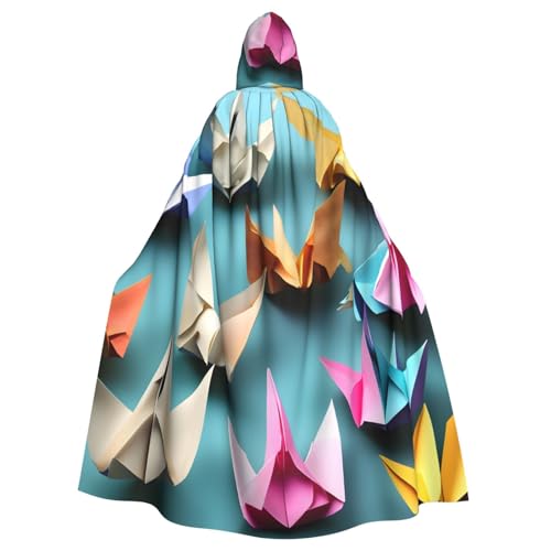ABYchdd Origami-Papier-Kranich-Druck, Halloween, Erwachsenen-Kapuzenumhang, Unisex, langer Umhang für Cosplay/Party von ABYchdd