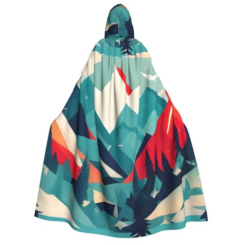 ABYchdd Reise-Umhang mit Berglandschaft, bedruckt, Kapuzenumhang für Erwachsene, Halloween, ideal für Cosplay, Partys und mehr von ABYchdd