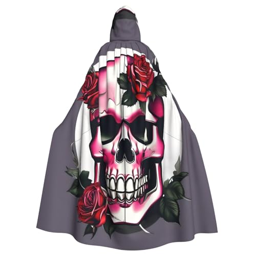 ABYchdd Rosen-Totenkopf-Aufdruck, Halloween, Erwachsenen-Kapuzenumhang, Unisex, langer Umhang für Cosplay/Party ABYchdd Rosen-Totenkopf-Aufdruck, Halloween, Erwachsenen-Kapuzenumhang, Unisex, langer Umhang für Cosplay/Party von ABYchdd