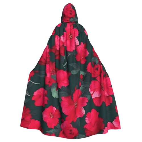 ABYchdd Roter rosa Blumendruck, Halloween-Umhang mit Kapuze, Unisex, langer Umhang für Cosplay/Party ABYchdd Roter rosa Blumendruck, Halloween-Umhang mit Kapuze, Unisex, langer Umhang für Cosplay/Party von ABYchdd