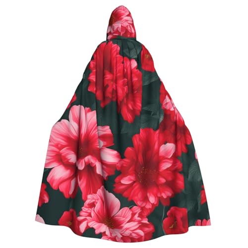 ABYchdd Roter rosa Blumendruck, Halloween-Umhang mit Kapuze, Unisex, langer Umhang für Cosplay/Party ABYchdd Roter rosa Blumendruck, Halloween-Umhang mit Kapuze, Unisex, langer Umhang für Cosplay/Party von ABYchdd