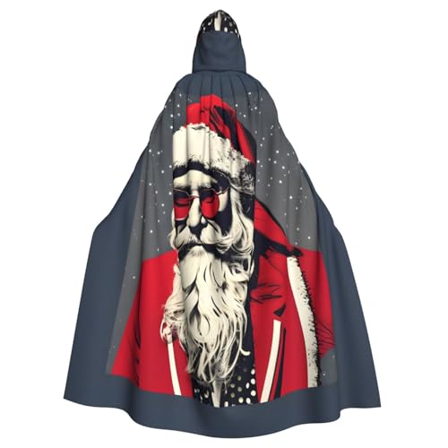 ABYchdd Süßer Weihnachtsmann-Aufdruck, Halloween, Erwachsenen-Kapuzenumhang, Unisex, langer Umhang für Cosplay/Party von ABYchdd
