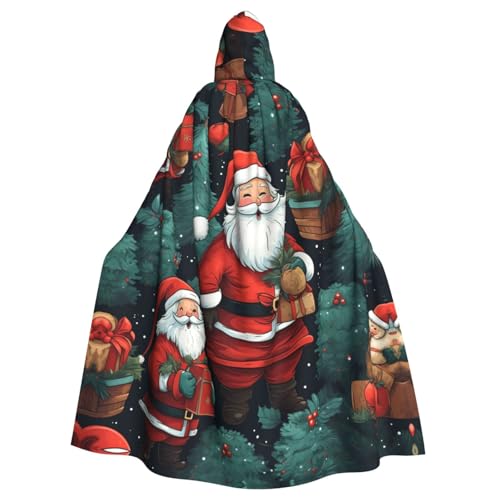 ABYchdd Süßer Weihnachtsmann-Aufdruck, Halloween, Erwachsenen-Kapuzenumhang, Unisex, langer Umhang für Cosplay/Party von ABYchdd
