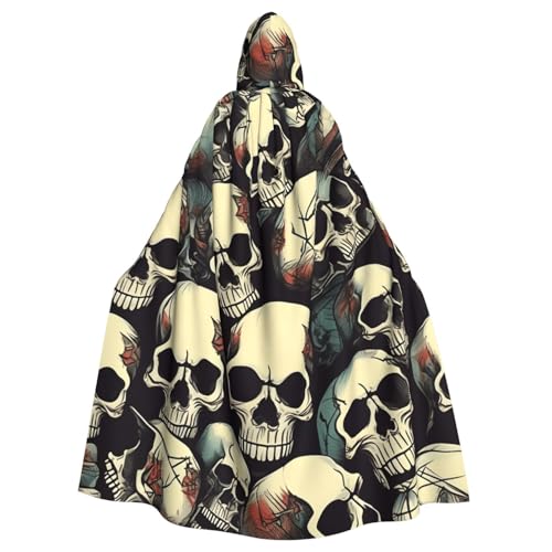 ABYchdd Totenkopf-Skelett-Druck, Halloween, Erwachsenen-Kapuzenumhang, Unisex, langer Umhang für Cosplay/Party ABYchdd Totenkopf-Skelett-Druck, Halloween, Erwachsenen-Kapuzenumhang, Unisex, langer Umhang für Cosplay/Party von ABYchdd