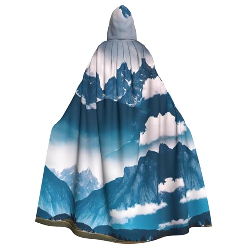 ABYchdd Umhang mit Kapuze für Erwachsene, Motiv: Landschaft mit Bergen, Unisex, langer Umhang für Cosplay/Party von ABYchdd