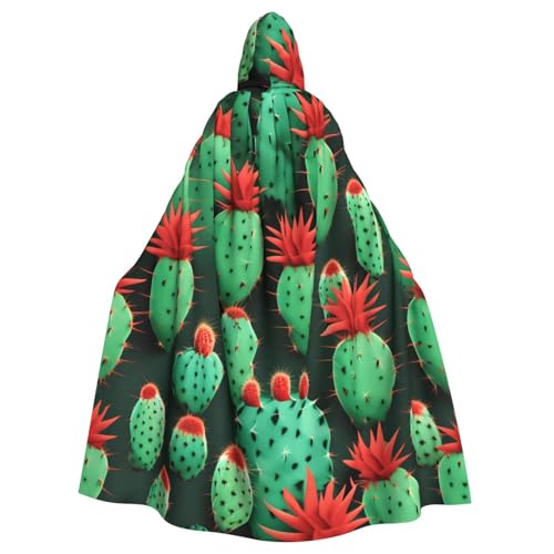 ABYchdd Viele kleine Kaktus-Kunstdruck, Halloween, Erwachsenen-Kapuzenumhang, Unisex, langer Umhang für Cosplay/Party von ABYchdd