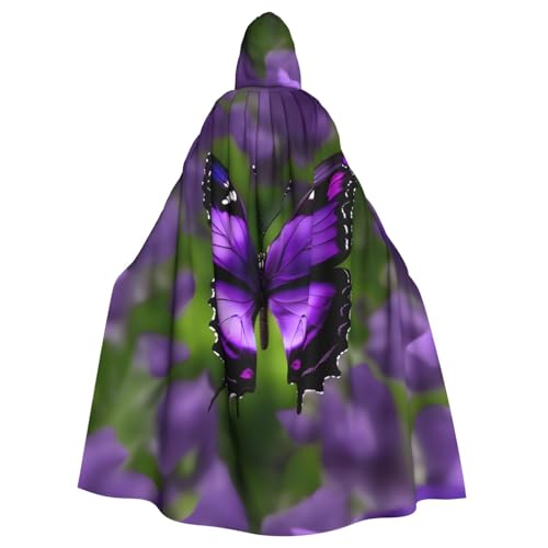 ABYchdd Violetter Schmetterlings-Aufdruck, Halloween-Umhang mit Kapuze, Unisex, langer Umhang für Cosplay/Party ABYchdd Violetter Schmetterlings-Aufdruck, Halloween-Umhang mit Kapuze, Unisex, langer Umhang für Cosplay/Party von ABYchdd