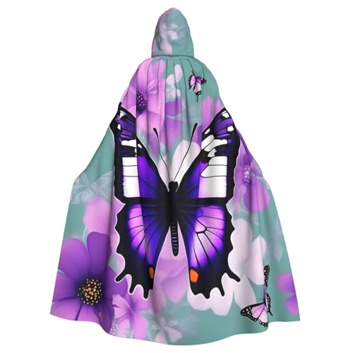 ABYchdd Violetter Schmetterlings-Aufdruck, Halloween-Umhang mit Kapuze, Unisex, langer Umhang für Cosplay/Party ABYchdd Violetter Schmetterlings-Aufdruck, Halloween-Umhang mit Kapuze, Unisex, langer Umhang für Cosplay/Party von ABYchdd