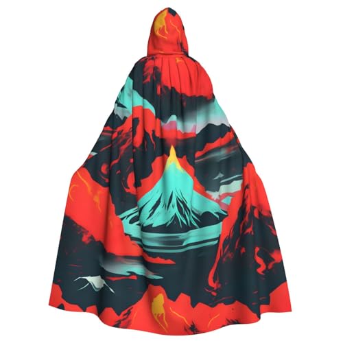 ABYchdd Volcano Bloom Print Halloween Erwachsene Kapuzenumhang Unisex Kapuzenmantel Umhang Langer Umhang für Cosplay/Party von ABYchdd