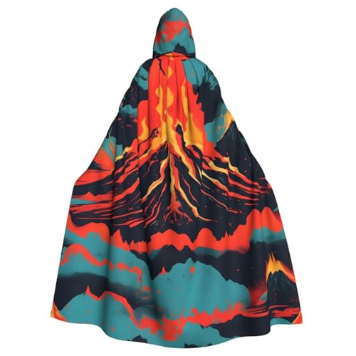 ABYchdd Volcano Print Halloween Erwachsene Kapuzenumhang Unisex Kapuzenmantel Umhang Langer Umhang für Cosplay/Party von ABYchdd