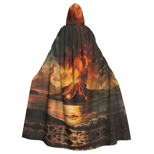 ABYchdd Volcano Print Halloween Erwachsene Kapuzenumhang Unisex Kapuzenmantel Umhang Langer Umhang für Cosplay/Party von ABYchdd