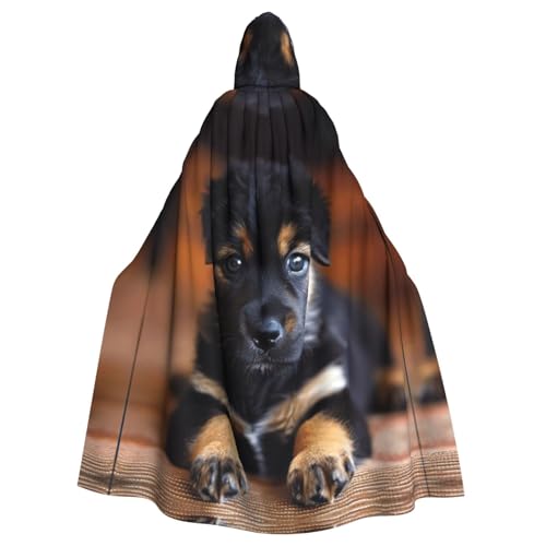 ABYchdd Welpen-Hunde-Aufdruck, Halloween-Umhang mit Kapuze, Unisex, langer Umhang für Cosplay/Party von ABYchdd