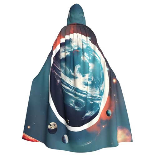ABYchdd Weltraumplanet Erddruck Halloween Erwachsene Kapuzenumhang Unisex Kapuzenmantel Umhang Langer Umhang für Cosplay/Party von ABYchdd