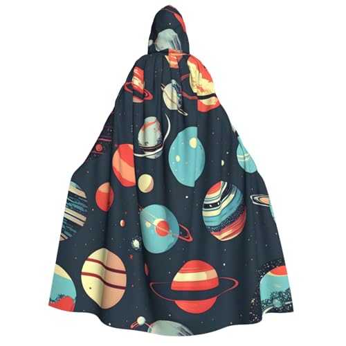 ABYchdd Weltraumplaneten-Druck, Kapuzenumhang für Erwachsene, Halloween-Kapuzenumhang, ideal für Cosplay, Partys und mehr von ABYchdd