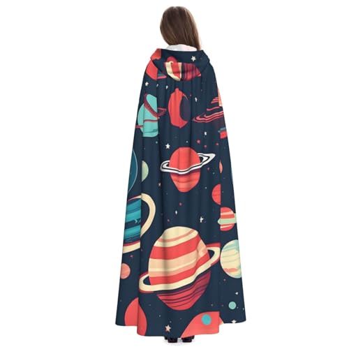 ABYchdd Weltraumplaneten bedruckter Kapuzenumhang für Erwachsene, Halloween, ideal für Cosplay, Partys und mehr von ABYchdd