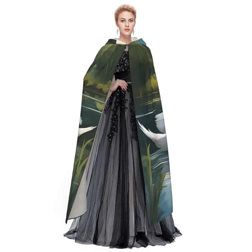 ABYchdd Wunderschöner weißer Kapuzenumhang mit Schwänen auf dem See, für Erwachsene, Halloween, ideal für Cosplay, Partys und mehr ABYchdd Wunderschöner weißer Kapuzenumhang mit Schwänen auf dem See, für Erwachsene, Halloween, ideal für Cosplay, Partys und mehr von ABYchdd