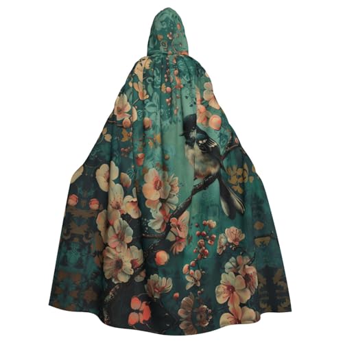 Blumen- und Vogel-Kunstdruck, Halloween, Erwachsenen-Kapuzenumhang, Unisex, langer Umhang für Cosplay/Party Blumen- und Vogel-Kunstdruck, Halloween, Erwachsenen-Kapuzenumhang, Unisex, langer Umhang für Cosplay/Party von ABYchdd