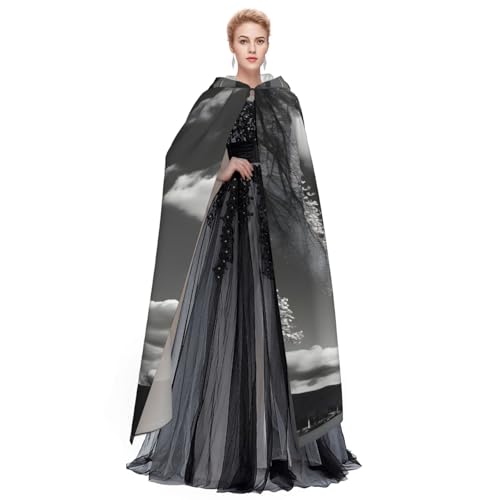 Paris Eiffelturm und Wolkendruck Kapuzenumhang Erwachsene Halloween Kapuzenumhang ideal für Cosplay, Partys und mehr von ABYchdd