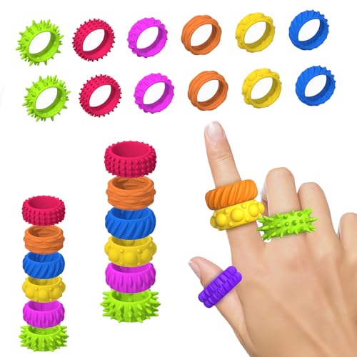 ABirdon 12 Stück Zappelspielzeuge für Kinder, Fidget Ringe Sensorisches,Spielzeug für Kinder mit Autismus Anxiety Stressringe für Leiser Anti Stress Fidget Ring ABirdon 12 Stück Zappelspielzeuge für Kinder, Fidget Ringe Sensorisches,Spielzeug für Kinder mit Autismus Anxiety Stressringe für Leiser Anti Stress Fidget Ring von ABirdon