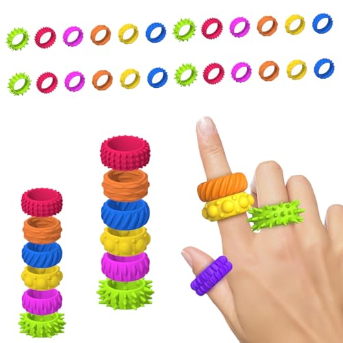 ABirdon 24 Stück Fidget Ringe Sensorisches,Spielzeug für Kinder mit Autismus Anxiety Stressringe für Leiser Anti Stress Fidget Ring für Klassenzimmer, Schule, Bibliothek,Flugzeug oder Auto ABirdon 24 Stück Fidget Ringe Sensorisches,Spielzeug für Kinder mit Autismus Anxiety Stressringe für Leiser Anti Stress Fidget Ring für Klassenzimmer, Schule, Bibliothek,Flugzeug oder Auto von ABirdon