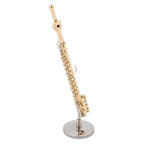 ACAGALA Miniaturflöte -Replik mit Ständer und Gehäuse Gold Plattiert Instrumentenmodell Musikalische Ornamente von ACAGALA