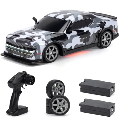 ACAMMZAR Ferngesteuertes Auto, 1:16 25KM/H RC Drift Car, 4WD RC Auto mit mit LED-Leuchten, Zwei Batterien, Geschenke für ab 4,5,6,7,8 + Jahre Kinder und Erwachsene von ACAMMZAR