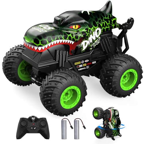 ACAMMZAR Ferngesteuertes Auto Dinosaurier, 2.4GHz 20+km/h Ferngesteuertes RC Monster Truck mit 2 Akkus 60 Mins+, RC Stunt Spielzeug Auto, für 6 7 8 9 10 Jahre Alte Kinder Erwachsene, Grün ACAMMZAR Ferngesteuertes Auto Dinosaurier, 2.4GHz 20+km/h Ferngesteuertes RC Monster Truck mit 2 Akkus 60 Mins+, RC Stunt Spielzeug Auto, für 6 7 8 9 10 Jahre Alte Kinder Erwachsene, Grün von ACAMMZAR