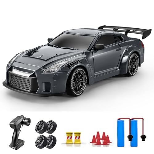 ACAMMZAR Ferngesteuertes Auto Drift, 1:24 20KM/H RC Drift Car, 4WD RC Auto mit LED-Leuchten, Zwei Batterien, für ab 4,5,6,7,8 + Jahre Kinder und Erwachsene von ACAMMZAR