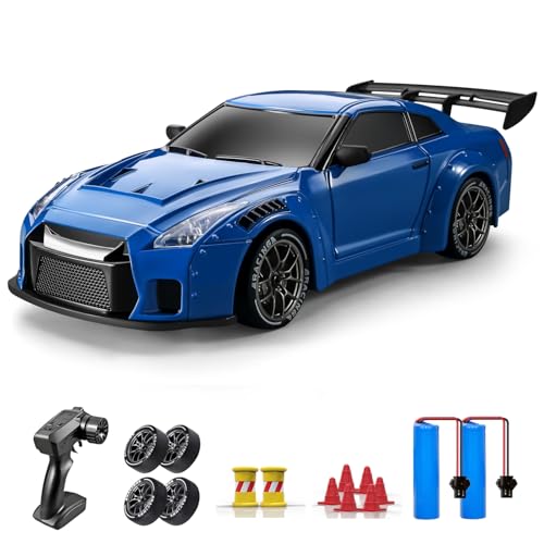 ACAMMZAR Ferngesteuertes Auto Drift, 1:24 20KM/H RC Drift Car, 4WD RC Auto mit LED-Leuchten, Zwei Batterien, für ab 4,5,6,7,8 + Jahre Kinder und Erwachsene von ACAMMZAR