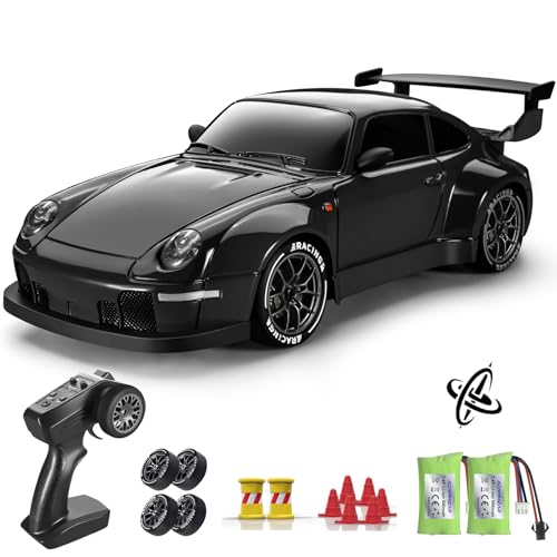 ACAMMZAR Ferngesteuertes Auto Drift mit Gyro, 1:24 25KM/H Vollproportional RC Drift Cars, 4WD RC Auto mit LED-Leuchten, 50 Minuten Spielzeit, für Erwachsene und Kinder, Schwarz von ACAMMZAR