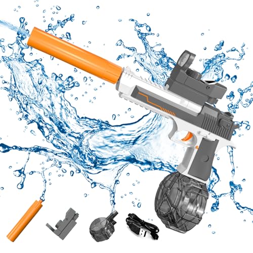 ACAREY Elektrisch Wasserpistole, Wasserpistole Spielzeug Für Kinder & Erwachsene, Wasserspritzpistole mit Groß Kapazität & Langer Reichweiter Für Party Badestrand Sommer Pool Wasserspielzeug (Grau) ACAREY Elektrisch Wasserpistole, Wasserpistole Spielzeug Für Kinder & Erwachsene, Wasserspritzpistole mit Groß Kapazität & Langer Reichweiter Für Party Badestrand Sommer Pool Wasserspielzeug (Grau) von ACAREY