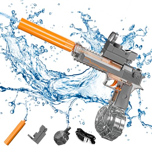 ACAREY Elektrisch Wasserpistole, Wasserpistole Spielzeug Für Kinder & Erwachsene, Wasserspritzpistole mit Groß Kapazität & Langer Reichweiter Für Party Badestrand Sommer Pool Wasserspielzeug (Grau A) ACAREY Elektrisch Wasserpistole, Wasserpistole Spielzeug Für Kinder & Erwachsene, Wasserspritzpistole mit Groß Kapazität & Langer Reichweiter Für Party Badestrand Sommer Pool Wasserspielzeug (Grau A) von ACAREY