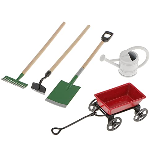 ACAREY Miniatur Garten Zubehör 5 Stück Puppenhaus Werkzeuge Schaufel Rechen Wagen Wasserkocher Für 1:12 Babyhaus und Puppe ACAREY Miniatur Garten Zubehör 5 Stück Puppenhaus Werkzeuge Schaufel Rechen Wagen Wasserkocher Für 1:12 Babyhaus und Puppe von ACAREY