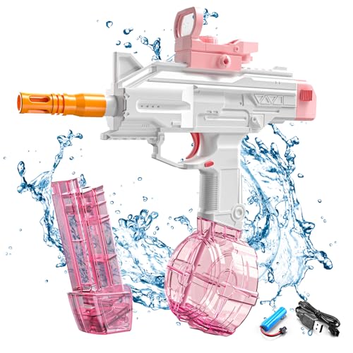 ACAREY Wasserpistole Elektrisch, Wasserpistole Spielzeug Für Kinder Erwachsene, Wasserspritzpistole Groß Kapazität 8-10M Langer Reichweiter Für Badestrand Party Sommer Pool Wasserspielzeug (Rosa) von ACAREY