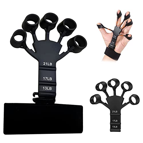 Fingertrainer Handtrainer Fingertrainer Silikon Grippy Finger, Grip Strength Trainer, Verstellbarer Griffkraft Fingerschiene Trainingsgerät mit 6 Widerstandsstufen (Schwarz) von ACAREY