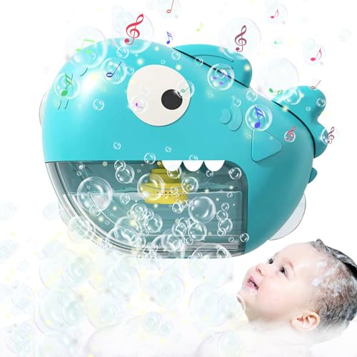 Seifenblasenmaschine Badewannenspielzeug für Kinder, Badespielzeug Schaummaschine Badewanne Wasserspielzeug mit Musik Automatischer Haie Badewanne Spielzeug mit 1000+ Blasen/Minute (C) von ACAREY