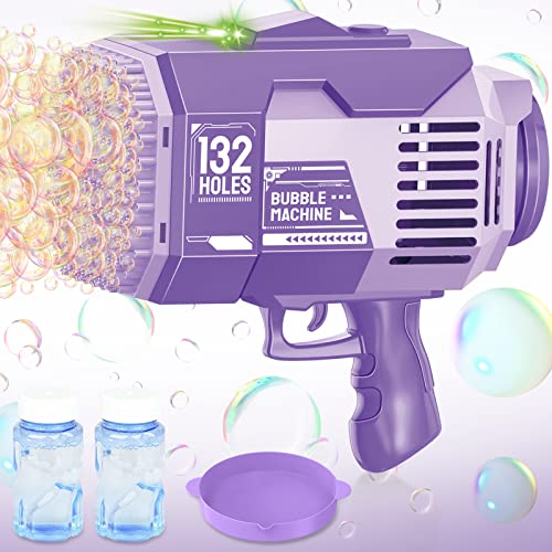Seifenblasenmaschine Seifenblasenpistole für Kinder, 132 Löcher Seifenblasen Pistole Seifenblasen Hochzeit Deko Seifenblasenspielzeug Geschenk für Kinder, Geburtstag, Party, Bubble Machine (Lila A) von ACAREY