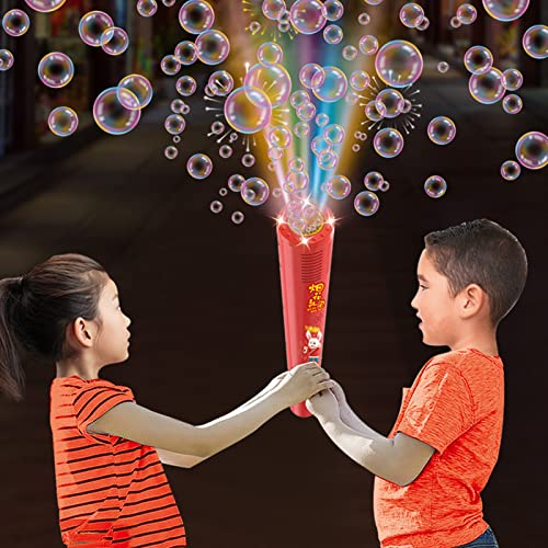 Seifenblasenmaschinen Feuerwerks Pistole Bubble Machine Automatische Feuerwerks Seifenblasenpistole mit Licht Und Sound Feuerwerkseffekt Automatisches Seifenblasen Für Kinder Erwachsene (12 Löch-A) von ACAREY