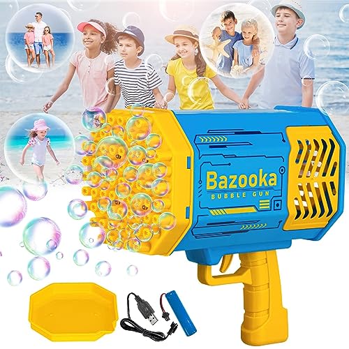 Seifenblasenpistole Automatische Seifenblasenmaschine Bubble Gun Kinder 10000+ Blasen/Minute Mit 120ML Seifenblasenlösung, Blasenspielzeug Geschenk Für Kinder |Geburtstag |Party |Hochzeit (Blau) von ACAREY