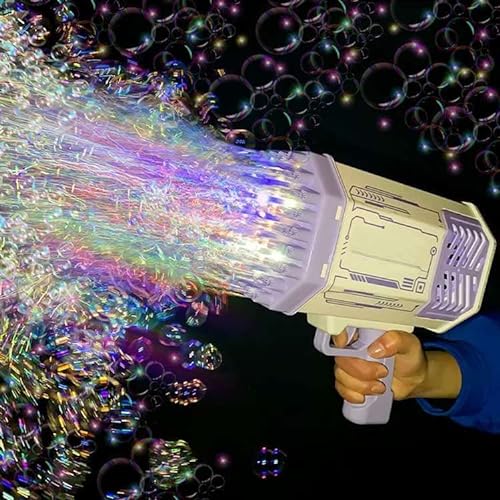 Seifenblasenpistole Automatische Seifenblasenmaschine Bubble Gun Kinder 10000+ Blasen/Minute Mit 120ML Seifenblasenlösung, Blasenspielzeug Geschenk Für Kinder |Geburtstag |Party |Hochzeit (Lila) von ACAREY