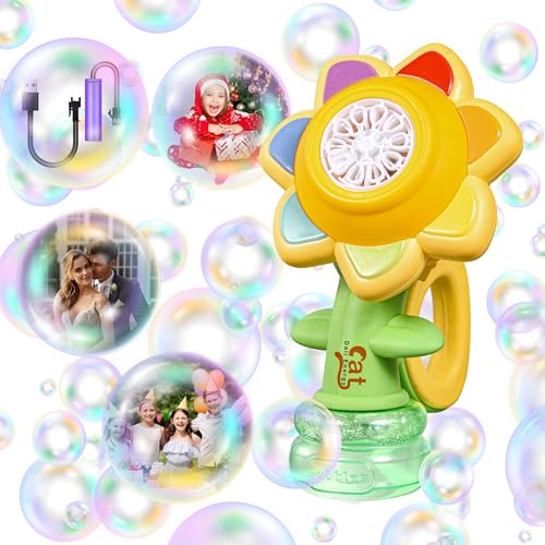 Sonnenblumen Seifenblasenmaschine für Kinder, Handheld Seifenblasenpistole Automatische Bubble Make Für Kinder, Blasenspielzeug Geschenk Für Kinder, Party, Hochzeit, Outdoor, 20000+ Blasen (Gelb) von ACAREY