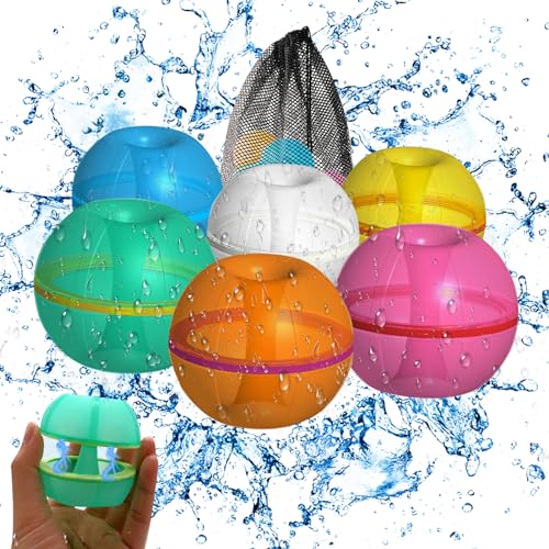 Wasserball Wasserbomben Wiederverwendbar, Eine Sekunde Schnellfüller Wiederverwendbare Wasserbomben Wasserspielzeug für Kinder, Weiche Silikon Strandspielzeug Bunt Wasserball (A) von ACAREY