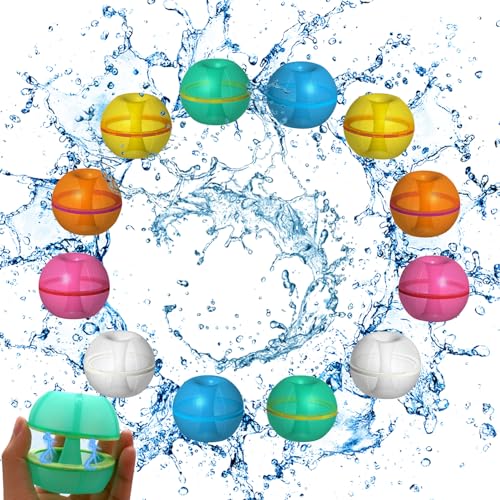 Wasserball Wasserbomben Wiederverwendbar, Eine Sekunde Schnellfüller Wiederverwendbare Wasserbomben Wasserspielzeug für Kinder, Weiche Silikon Strandspielzeug Bunt Wasserball (B) von ACAREY