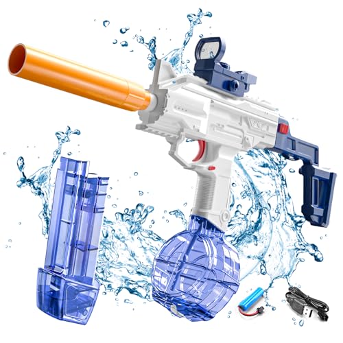 Wasserpistole Elektrisch, Wasserpistole Spielzeug Für Kinder Erwachsene, Wasserspritzpistole Groß Kapazität 8-10M Langer Reichweiter Für Badestrand Party Sommer Pool Wasserspielzeug (Lang Blau) von ACAREY